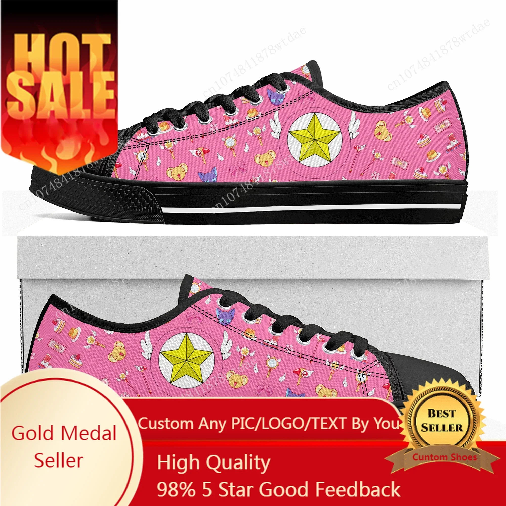 Cardcaptor Sakura Low Top Sneakers Womens Mens Teenager High Quality Canvas Sneaker Casual Anime Cartoon Customize Shoes