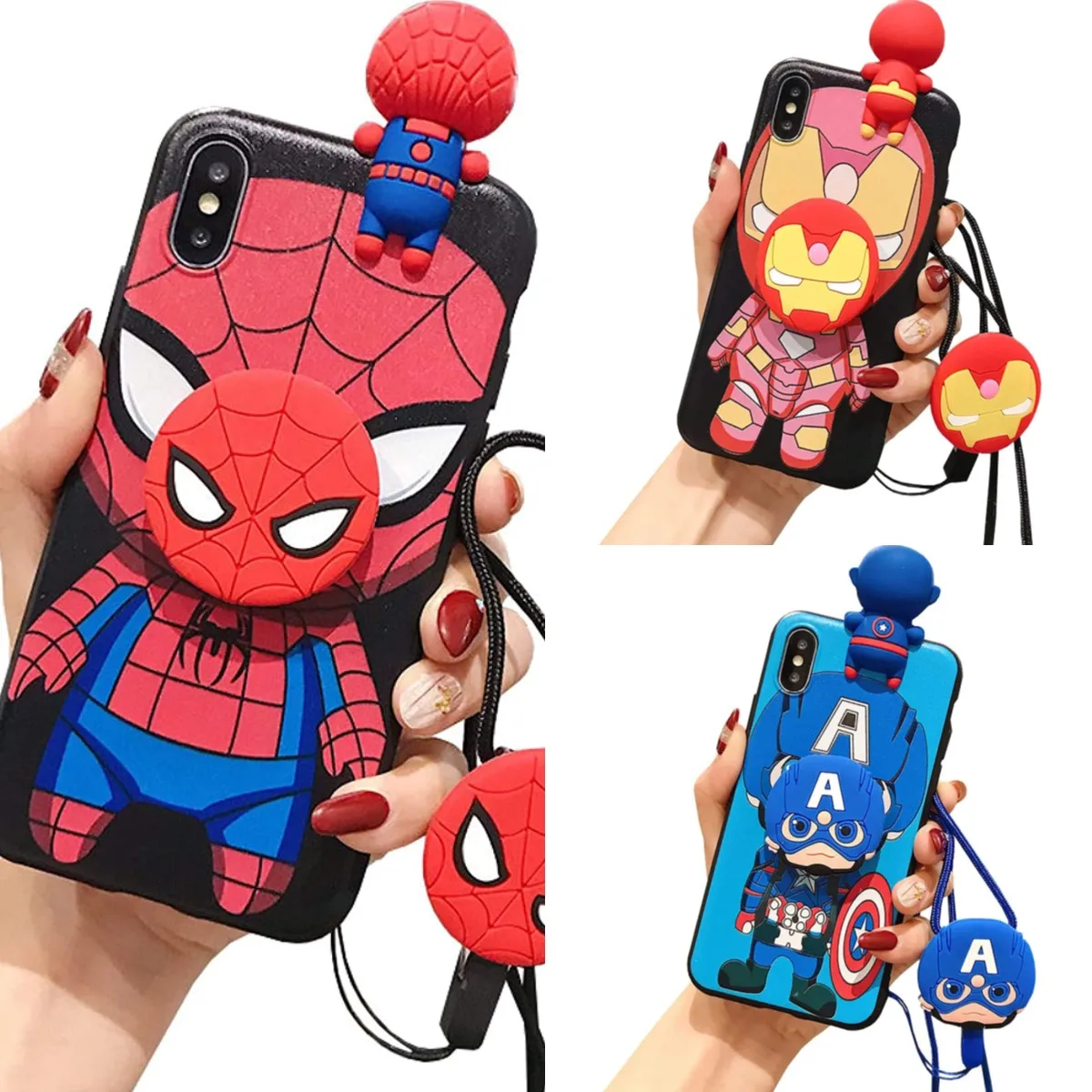 Para Motorola Moto G04 G24 G34 G84 G54 G14 G200 X40 X30 05 15 35 75 85 Edge S30 40 50 lite 5G SpiderMan funda con cuerda de soporte