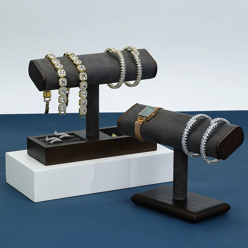 

Wooden Jewelry Storage Stand Luxury Bracelet Ring Displays Rack Fashion Trinkets Organizer Holder Counter Jewelry Display Box