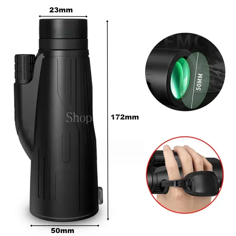 

12x50 Powerful Monocular Telescope Anti-shake Handheld Wrist Strap Portable Binoculars Long Range Telescope Hunting Camping