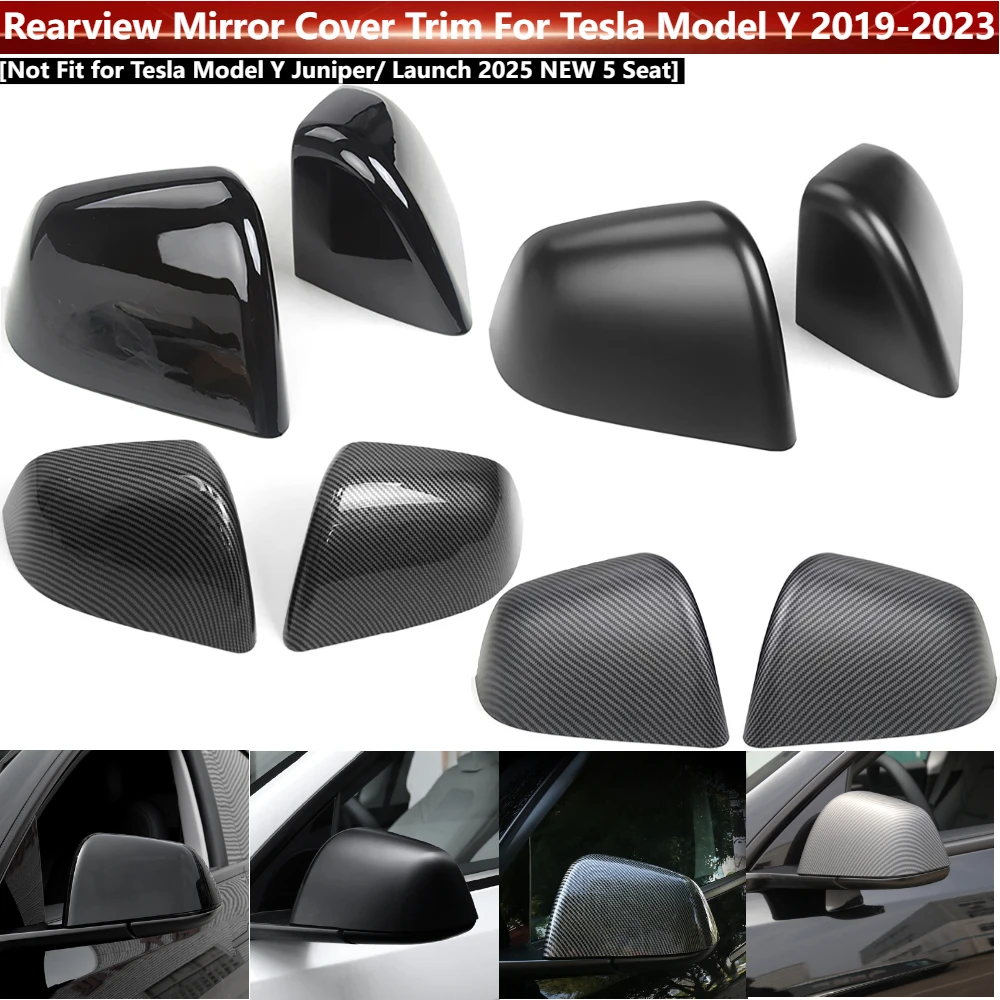

2Pcs/set Car Side Door Rearview Mirror Cover Trim For Tesla Model Y 2019-2024