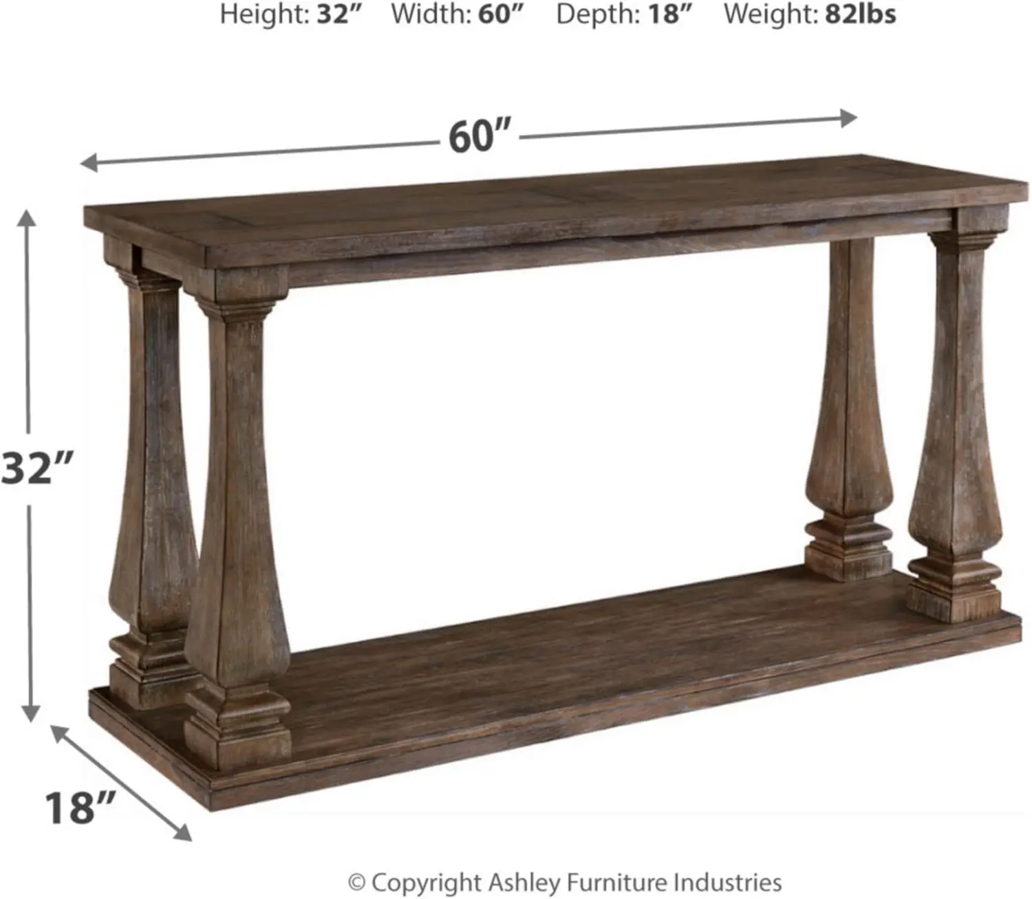 Vintage sofá Console tabela, resistido cinza