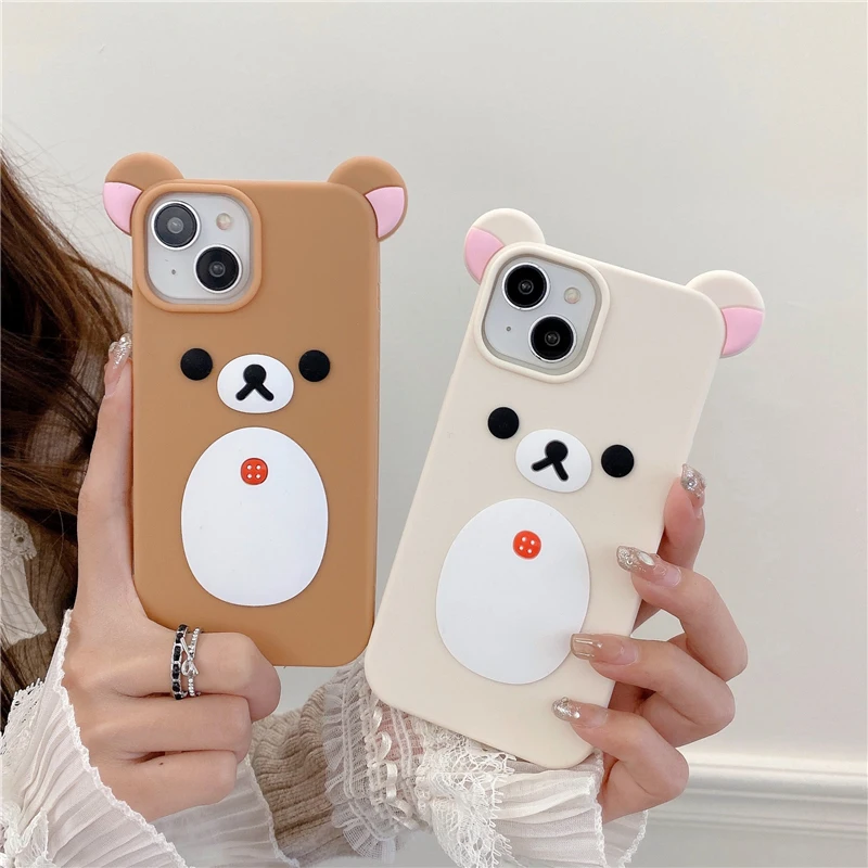 Cute Rilakkuma For iPhone 16 15 14 13 12 11 Pro Max Silicone Soft Cover Case