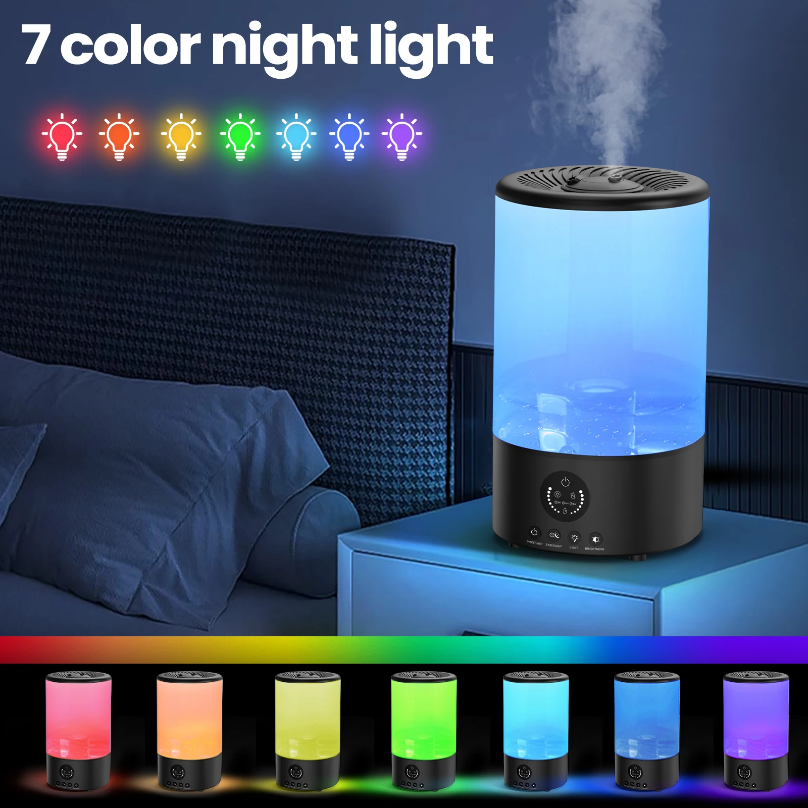 Humidifier for Dry Bedrooms 3.5 Liter Top Fill Cool Mist Air Humidifier for Living Room Large Humidifier with Remote Control, 7