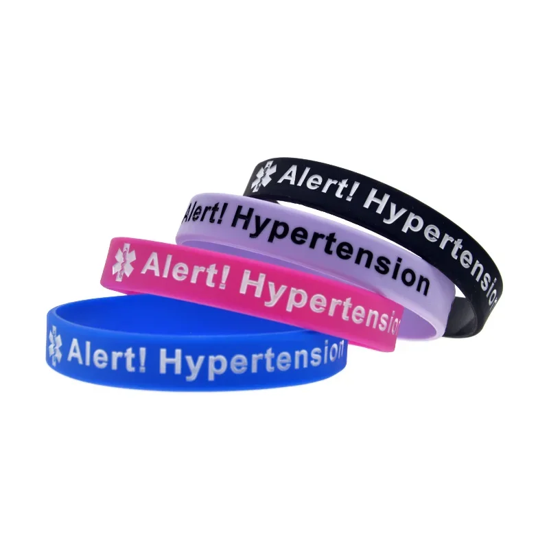 50 Pcs Alert Hypertension Silicone Wristband Medical Emergency Identification Bracelet Unisex Health Band