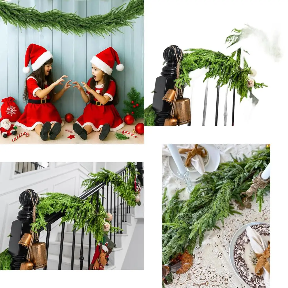 

Artificial Cedar Christmas Garland - 12FT Real Touch Greenery for Fireplace Mantel, Staircase, Door Frame, Winter Holiday Decor