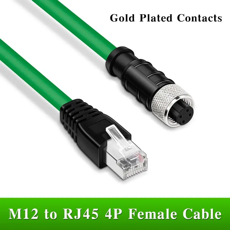 

M12 to RJ45 D Type Coding Cable for Cognex Industrial Ethernet IP67 rj45 to M12 4 Pin Female Head D-coded Sensor Shielded Wire