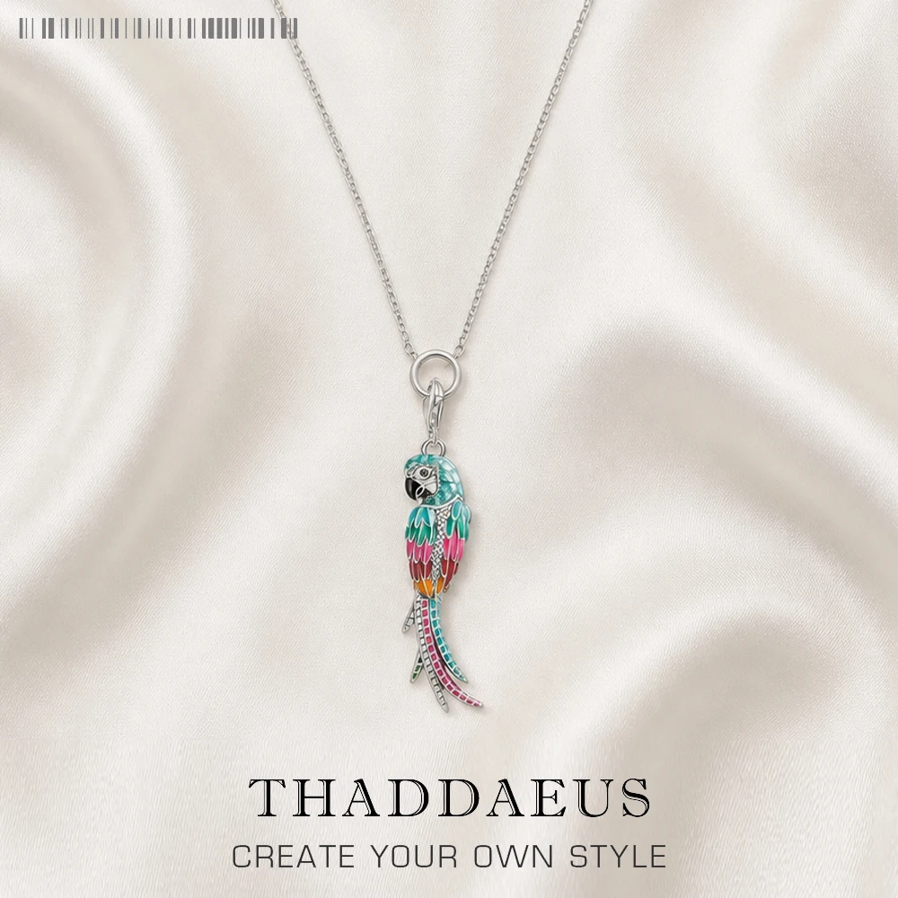 Charm Necklace Parrot Paradise Bird Summer Brand New Fashion Jewelry Europe 925 Sterling Silver Bohemia Gift For Women