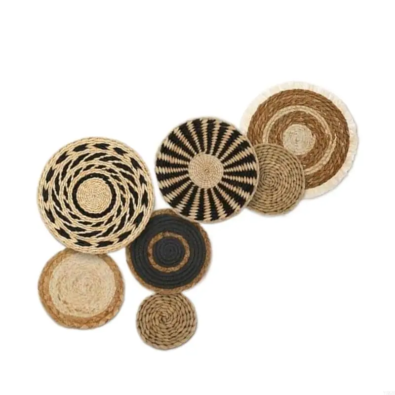 Adjustable Woven Wall Basket For Living Room Flexible Wall Hanging Design Handmade Natural Rattan Round Wall Art Y5GB