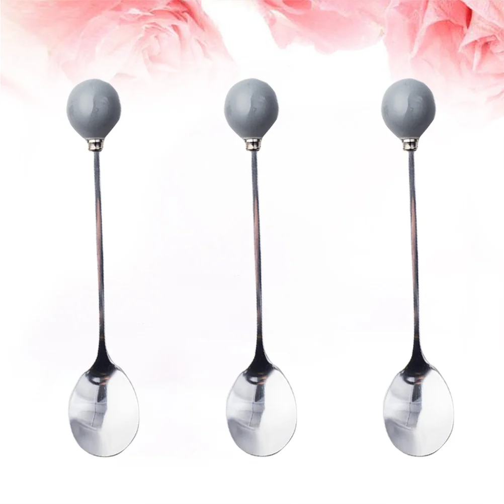 

6Pcs Ceramic Handle Stainless Steel Mini Spoon for Coffee Dessert Ice Cream Cake Creative Home Tableware