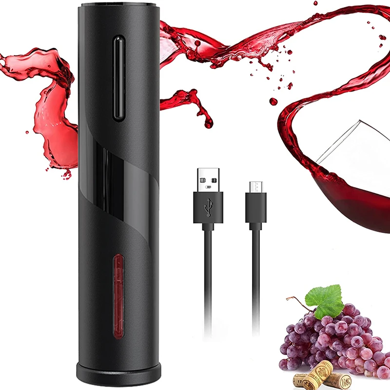 FLYMUYU Rechargeable Electric Wine Opener With Foil Cutter Automatic Corkscrew Red Wine Bottle Opener For Bar Wine Lover Gift