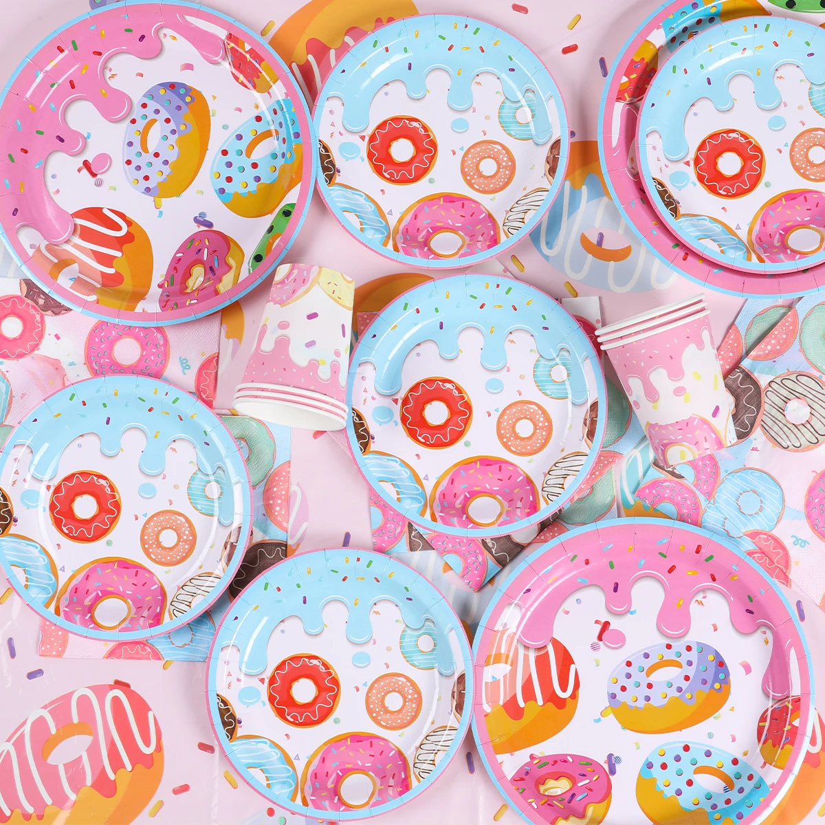 Descartável Donut Party Tableware, Doce Tema, Donut Grow Up, 1st Birthday Party, Casamento, Crianças, Decoração do chuveiro do bebê