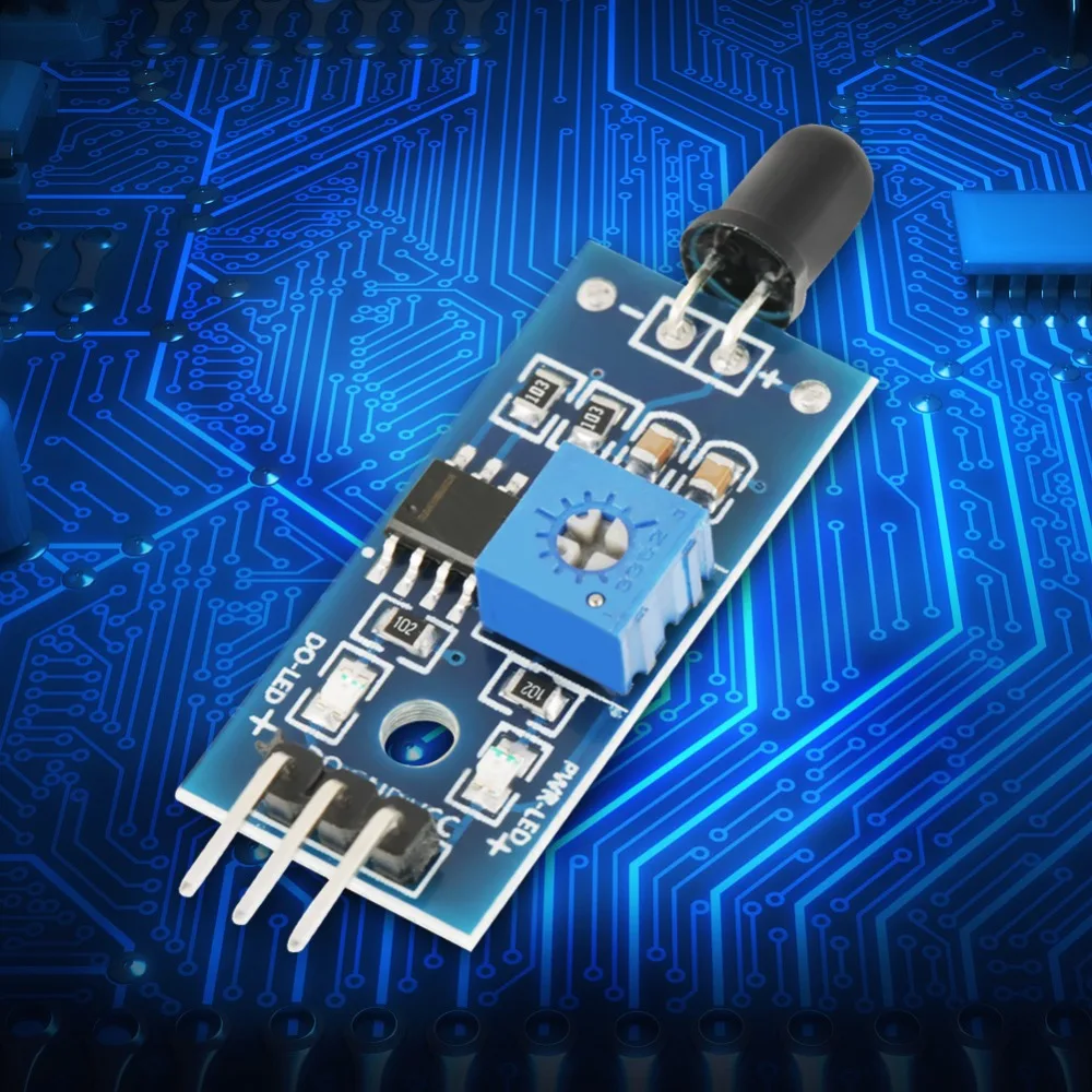 5 PCS 3.3V-5V Fire Sensor Module 3 PIN Temperature Detecting IR Sensor Digital Output Wide Voltage IR Infrared FireSensor