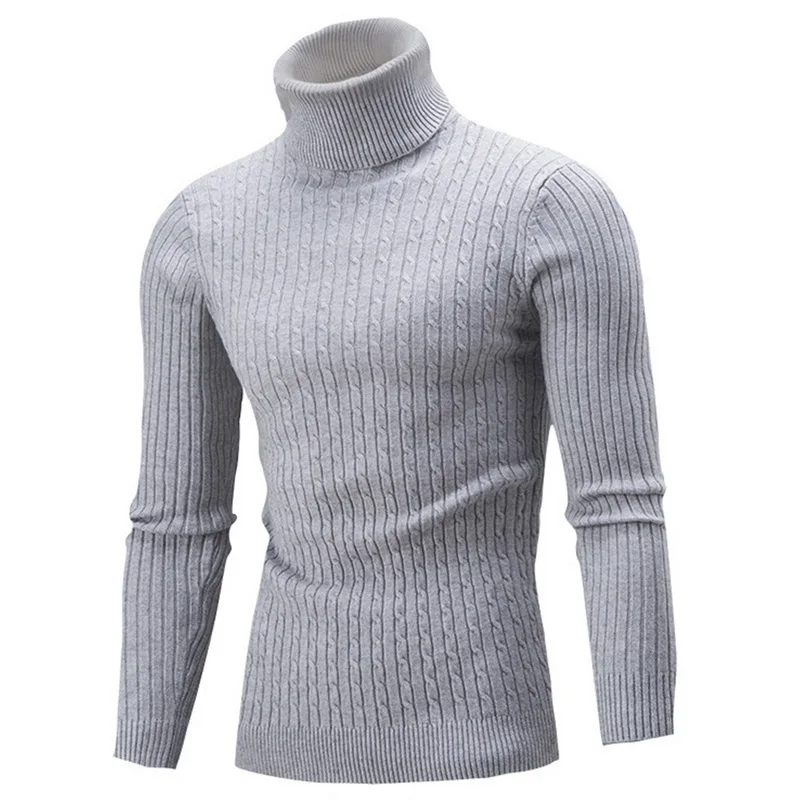 Warm Turtleneck Sweater Autumn Winter Men\'s Rollneck Warm Knitted Sweater Keep Warm Men Jumper Knit Sweater