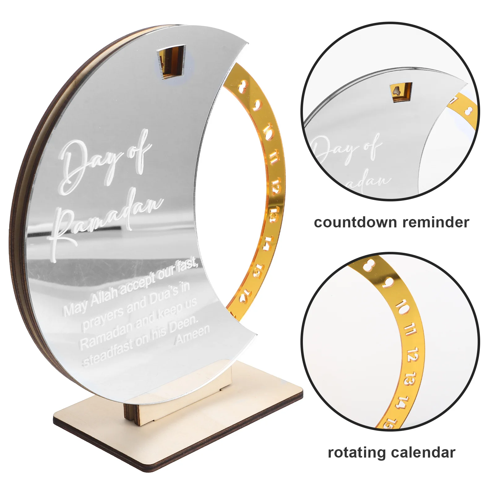 

Wooden Countdown Calendar Featuring Artistic Ethnic Pattern Desktop Ornament for Ramadan Mubarak Eid Celebration - Desk