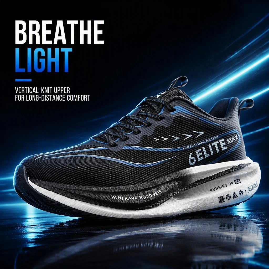 Flumenis Breathable Mesh Running Shoes Shock Absorption Athletic Sneakers Men Outdoor Jogging Marathon Sports Footwear