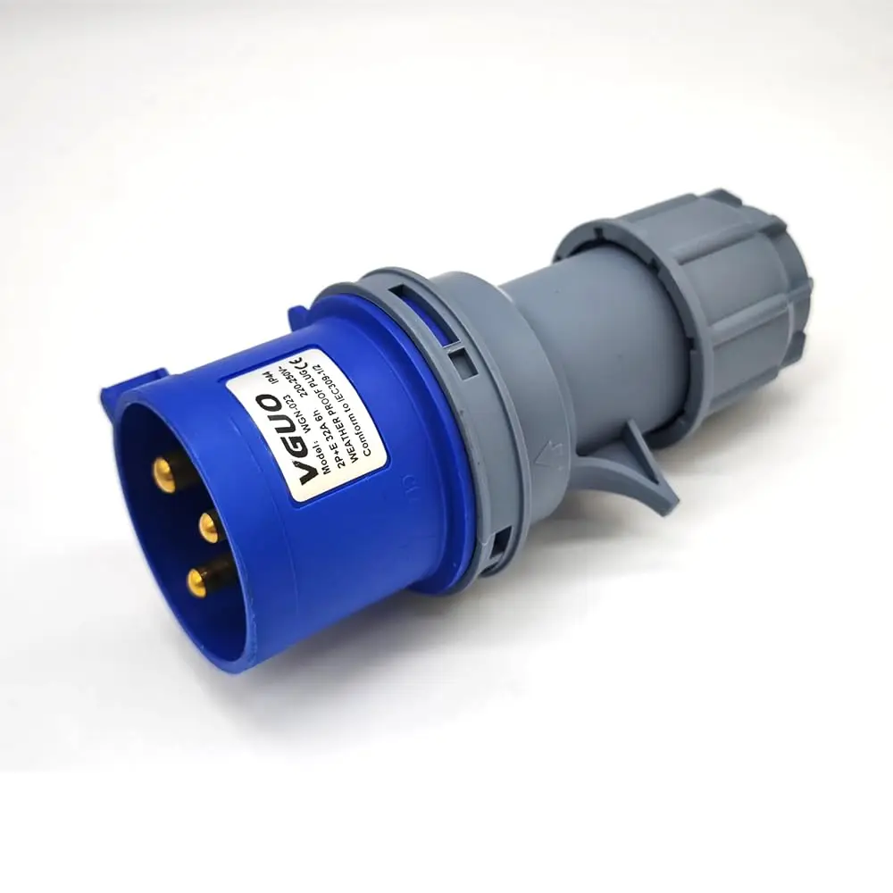 IEC60309 Waterproof CEE Industrial Connector Plug 3Pin 32A 250V 2P+E IP44 (Type-1