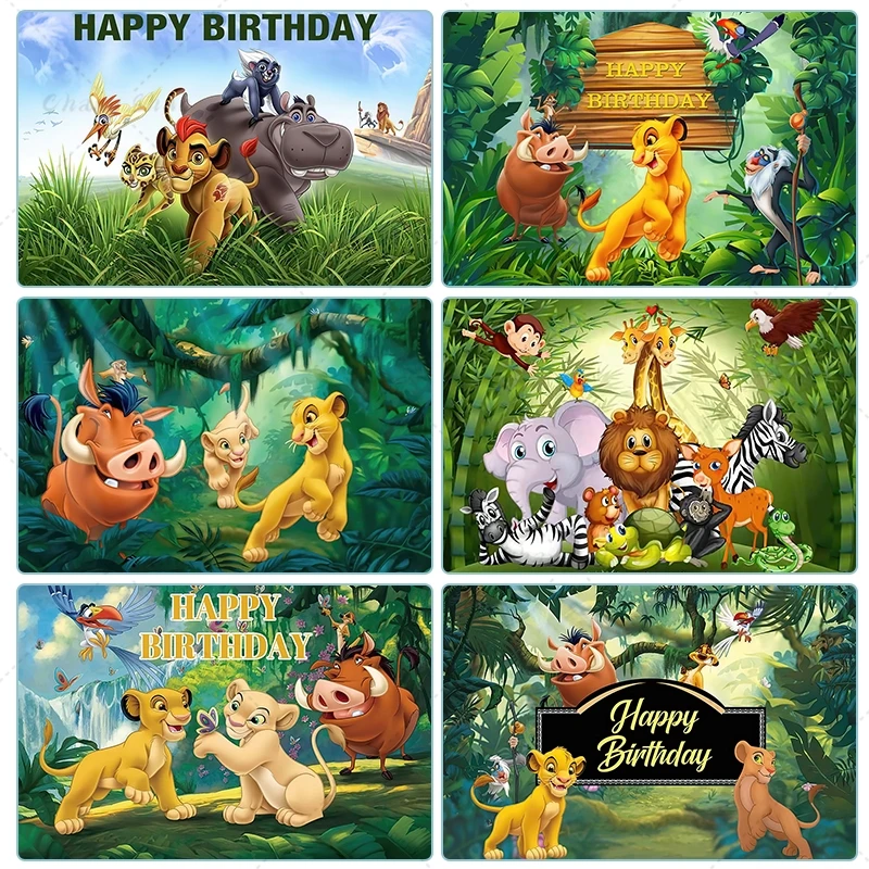 Fondos temáticos del Rey León selva Tropical niño H appy fondo de fotografía de cumpleaños decoración de ducha de bebé recién nacido accesorios de pancarta