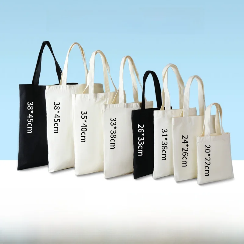 Bolsa de compras de lona en blanco, bolso personalizable, bolsa de almacenamiento de algodón para puesto de calle, impresión de logotipo, bolsa de comestibles ecológica