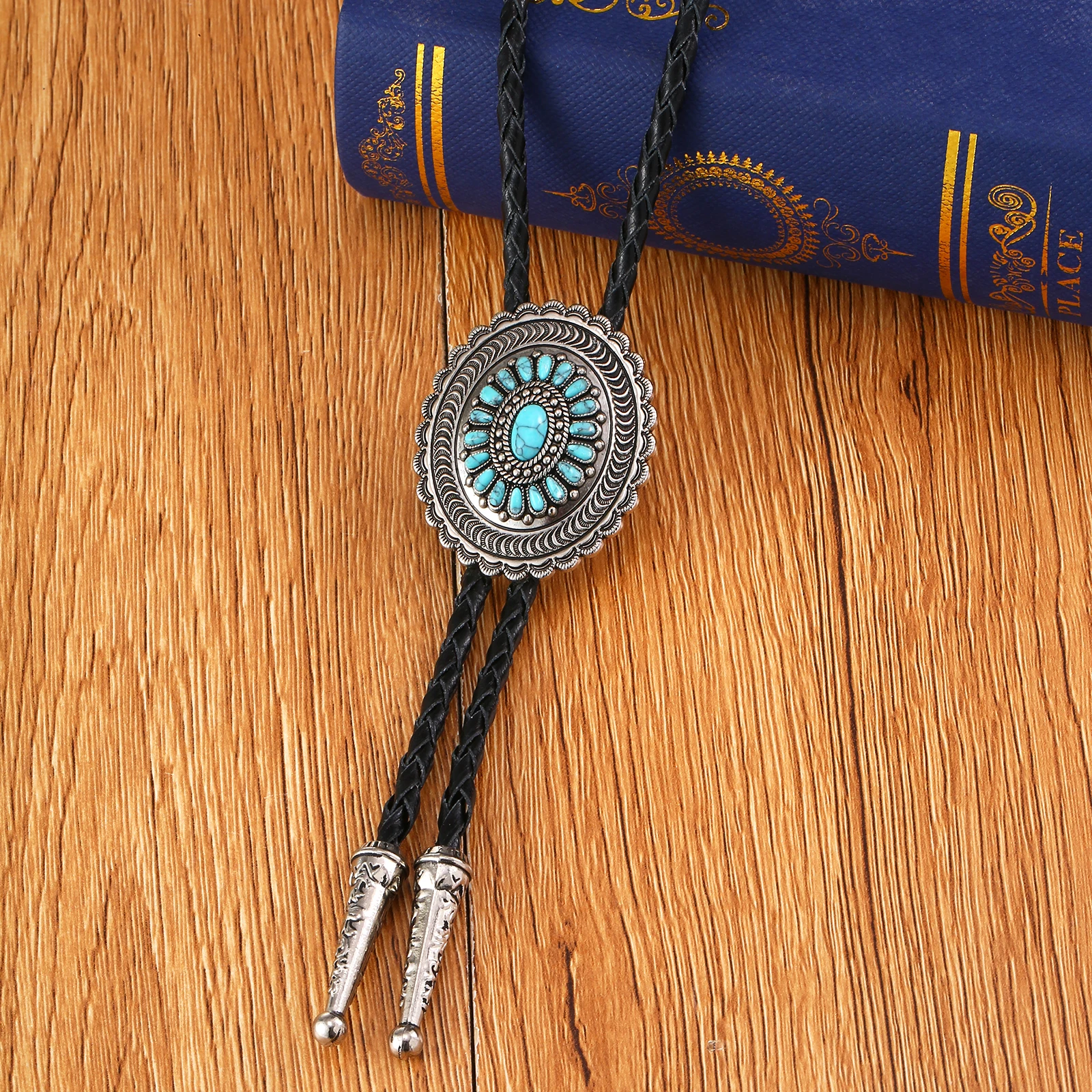 

Ethnic wind Sunflower turquoise Bolo Tie