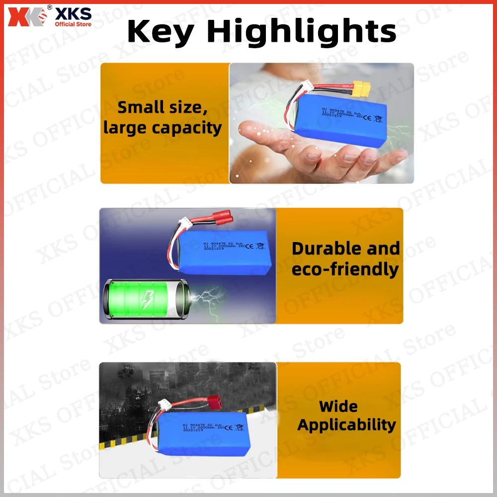 XKS 11.1V 2000mAh 25C Akumulator LiPo o wysokiej wydajności FT012 903475 - Akumulator do łodzi i samochodów RC |   Akumulator do zabawek RC