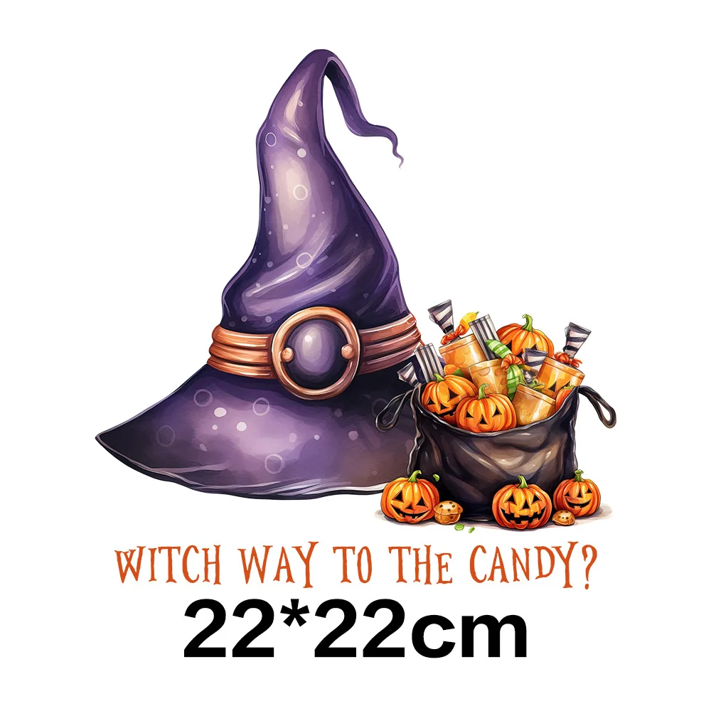 Halloween Witch Parches Iron on Diy Accessory Heat Transfer Clothes T-shirt Thermal Stickers