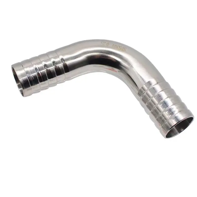 Fit Tube I.D 12.7/16/19/22/25/32/38/45/51/57/63/76/89mm Hose Barbed 304 Stainless Steel Sanitary 90 Degree Elbow Pipe Fitting