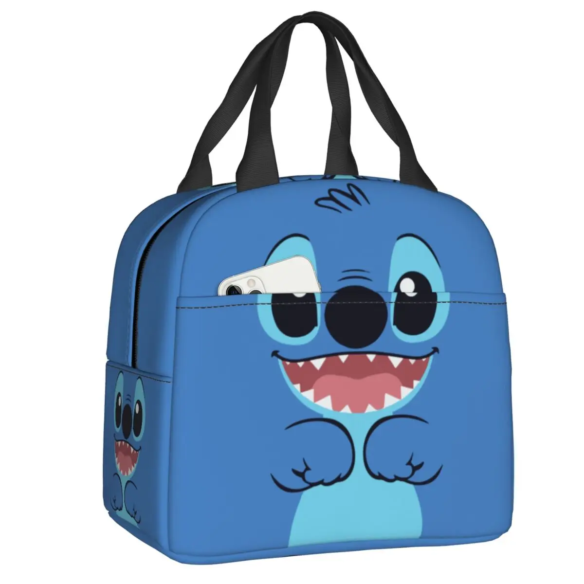 

Custom Stitchs Smiling Face Insulated Lunch Bag for Women Leakproof Adventure Cooler Thermal Lunch Box Kids School Children