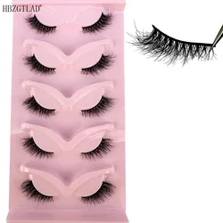 NEW 5pairs 3D Half Mink Lashes Natural Short Make Up Mink Eyelashes Crisscross Hand Made False Eyelash Faux Extension Half