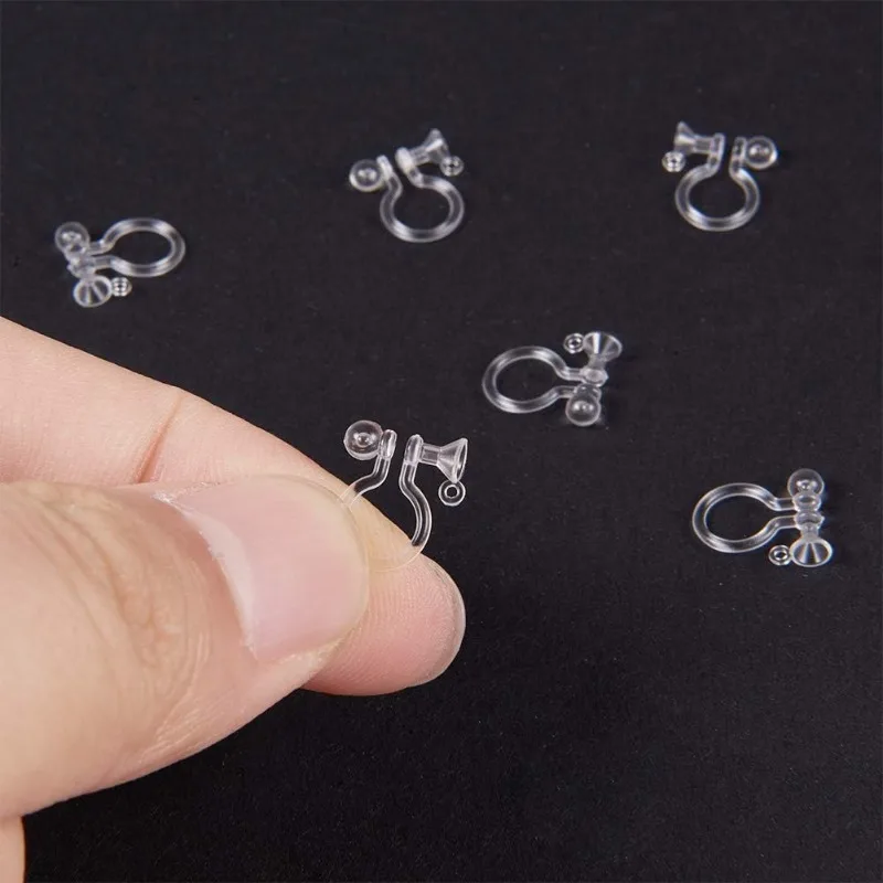 30 Pcs Clear Plastic Clip-on Earring Converter Component Fit 5mm Rhinestone 11x10x3.5mm for Non-Pierced Ears
