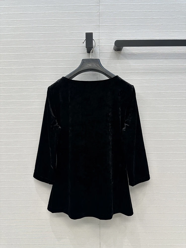 SVORYXIU خريف شتاء 2025 نمط جديد موضة رقبة مستديرة تصميم القوس البلوفرات المرأة موضة قميص أسود دافئ #6