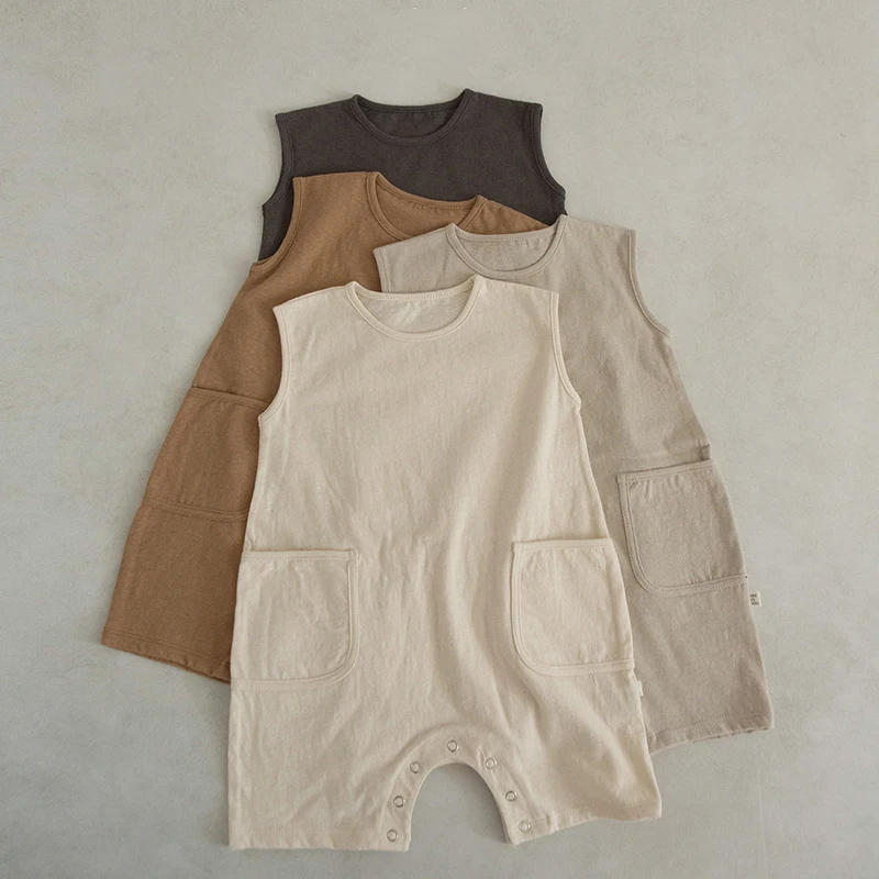 

2023 Summer Baby Bodysuit Korean Style Baby Boy Girl Clothes Romper Sleeveless Newborn One-piece Jumpsuit Cotton Baby Clothing