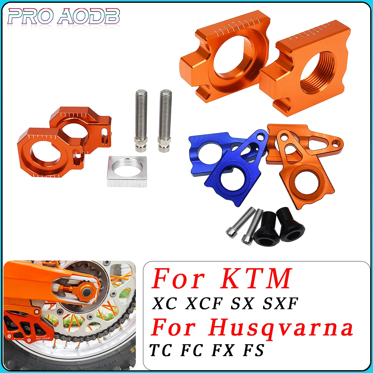 Motorcycle 25mm CNC Rear Chain Adjuster Regulator Axle Block For KTM SX SXF XC XCF Husqvarna TC FC TX FX FS 125-450 2013-2023