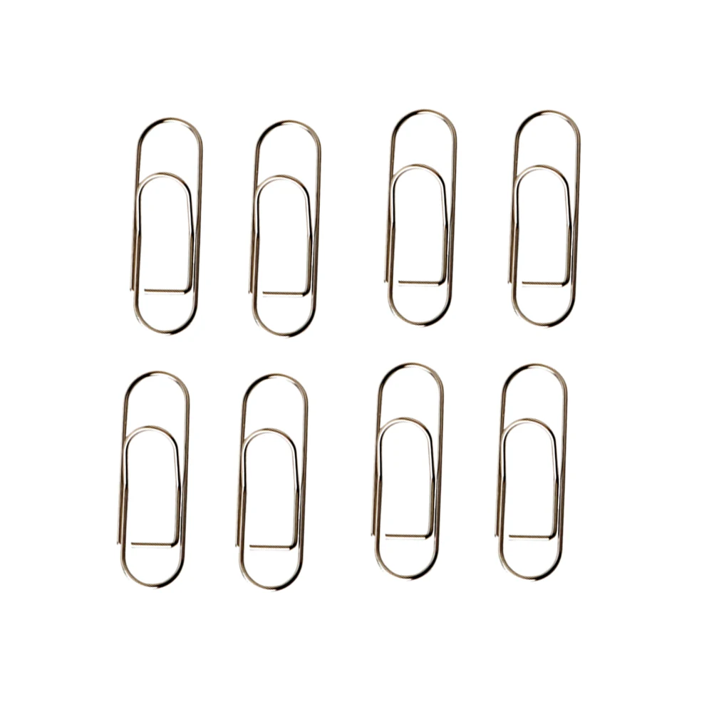 8pcs Metal Paper Clips Silver Plating Shaped File Clamps For Office School Home Document Money Holder Organizer Paperclips