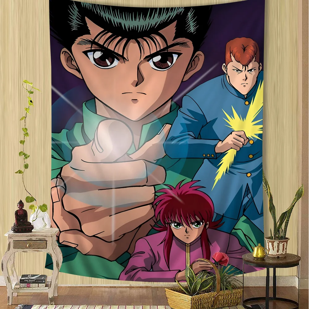 نسيج أنيمي Hakusho YuYu ، التاروت المعلق ، سجاد حائط هيبي ، ديكور منزلي للسكن