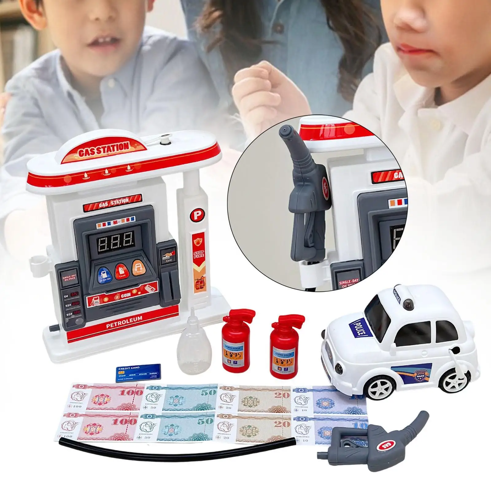 Conjunto de brinquedos para posto de gasolina Estações de gasolina Coleção de cenas Paisagem Presente de aniversário