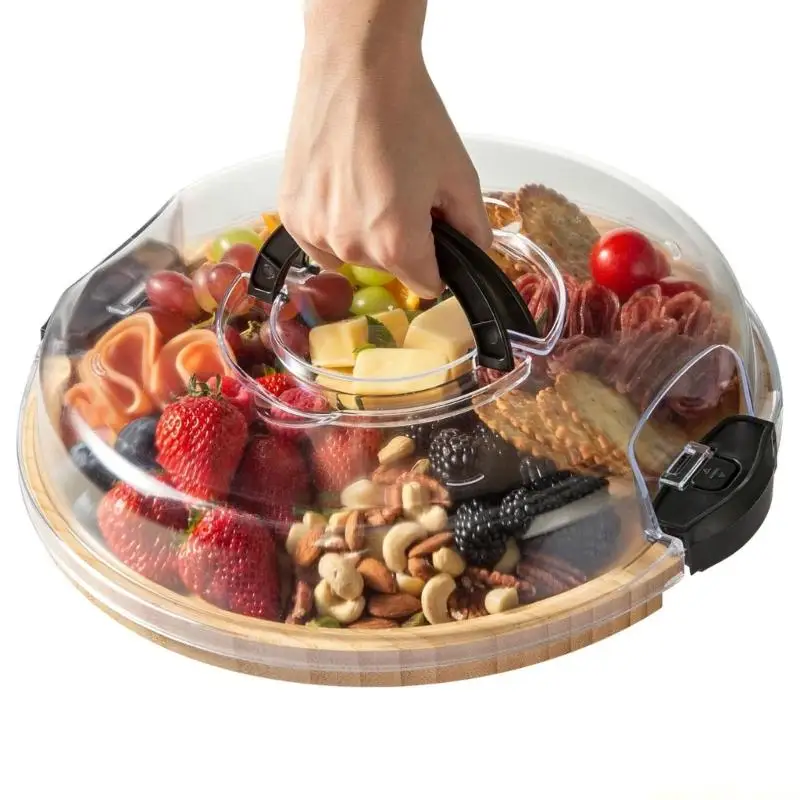 

QX2E Pack of 1 Party Appetizer Serving Dish with Clear Covers Included for Gatherings