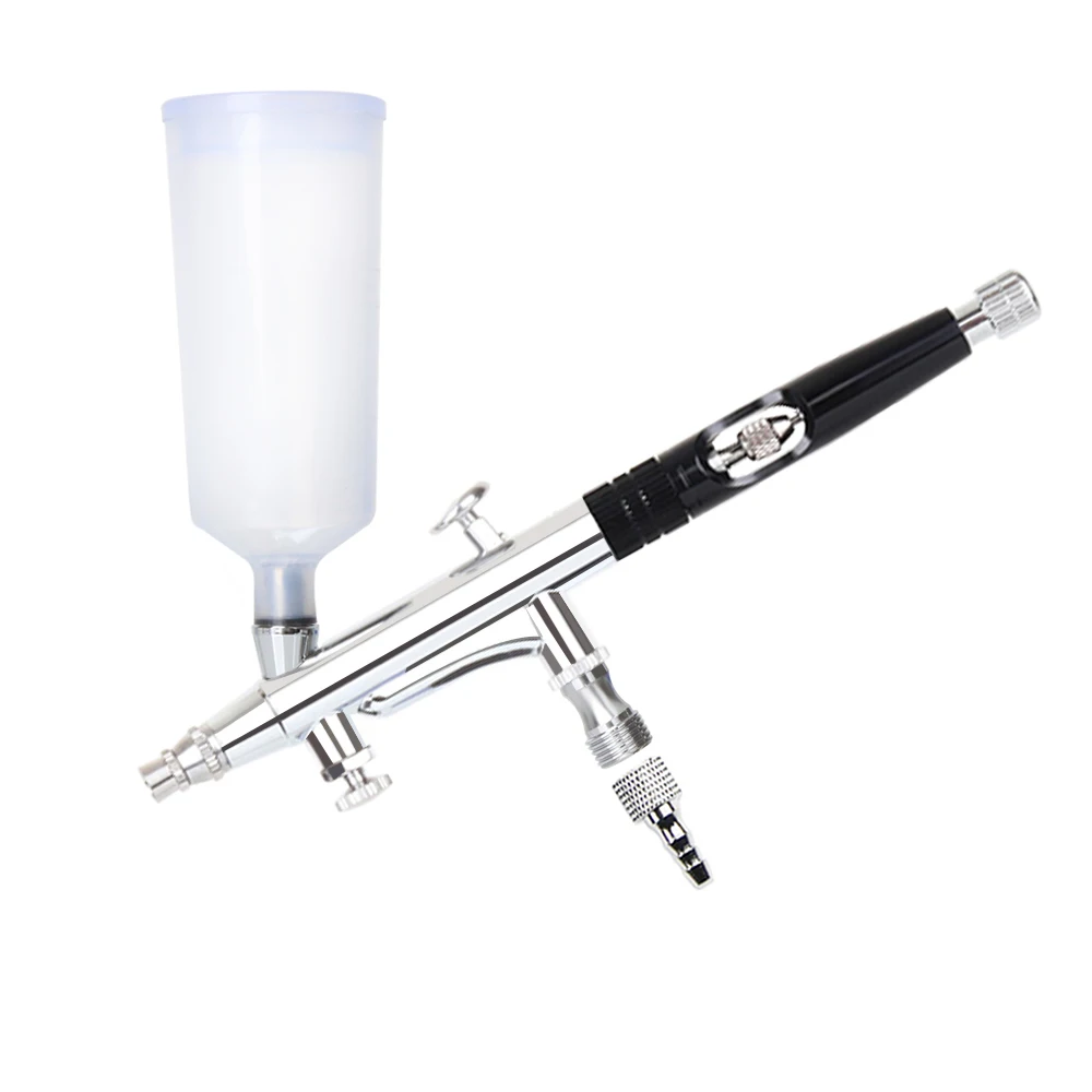 Dual Action Airbrush Gun 20 40CC 0.3MM Trigger Spary ปากกาชุดทําความสะอาดท่อสีดําสีแดงสีฟ้า