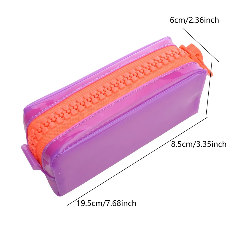 PVC Large Zipper Pencil Case Fluorescent Transparent Color Square Large Capacity Student Stationery School Supplies Storage Bag