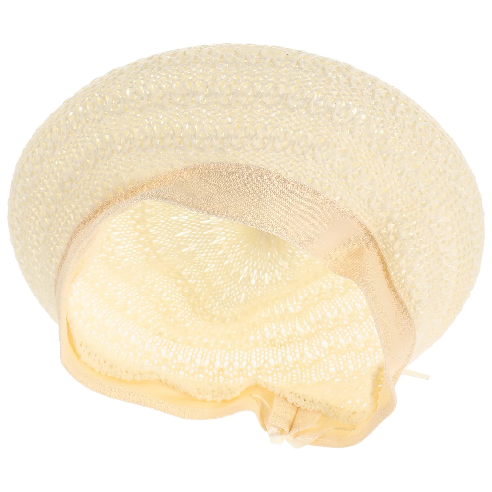 Boina tejida de color beige, estilo vintage, ideal para primavera y verano, para viajes, uso casual, con diseño calado, para vacaciones, boina de verano para mujer, moderna y perfecta para actividades al aire libre.