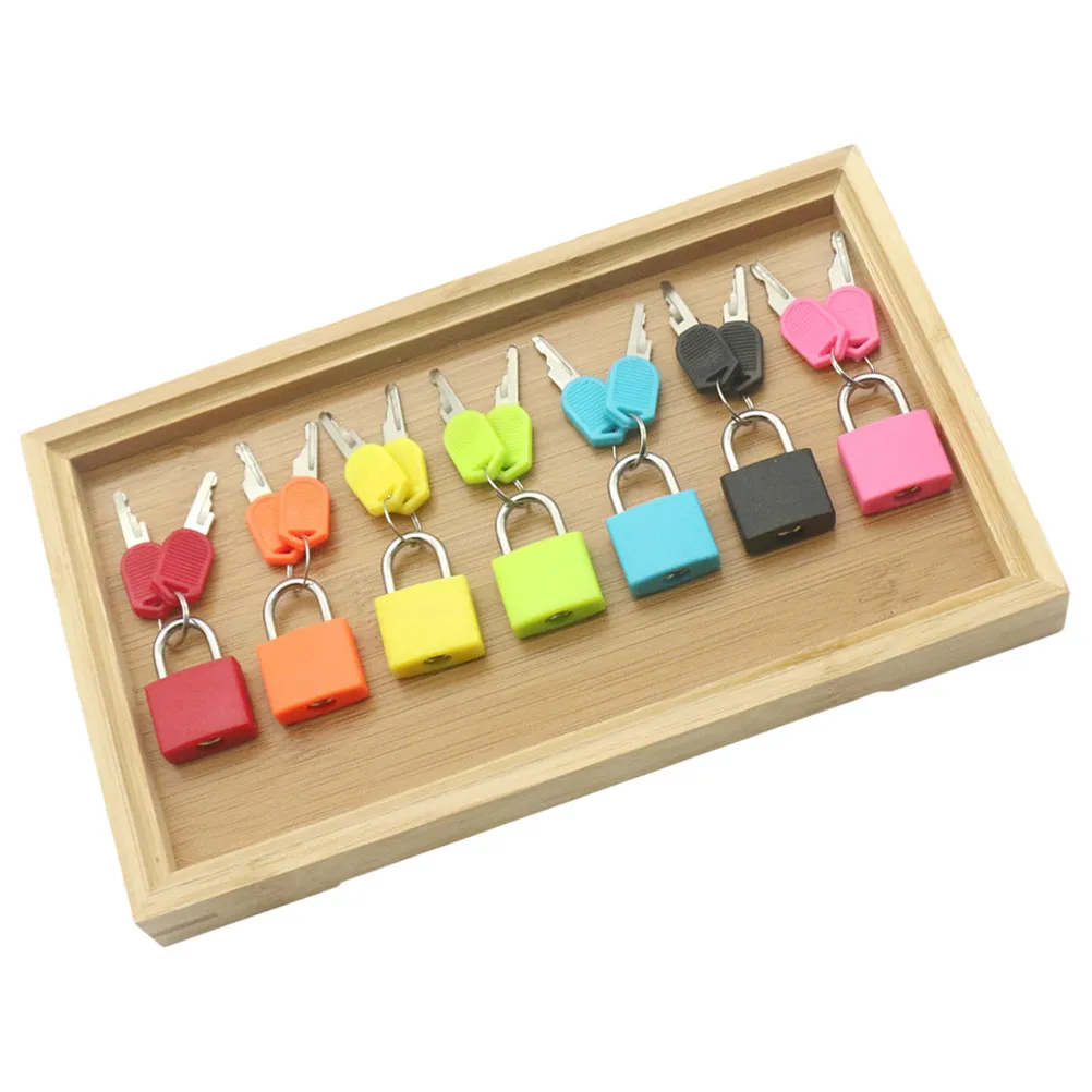 

1Set Montessori Sensory Educational Lock Key Set Toddler Matching Games Color Cognitive Development Bamboo Tray