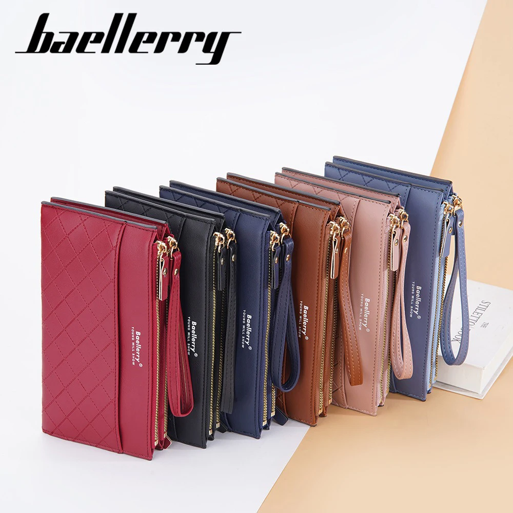 محفظة كبيرة متعددة الاستخدامات بسحاب للنساء من Baellerry RFID مع حزام معصم، تحمل بطاقات الهاتف فكرة هدية نقدية
