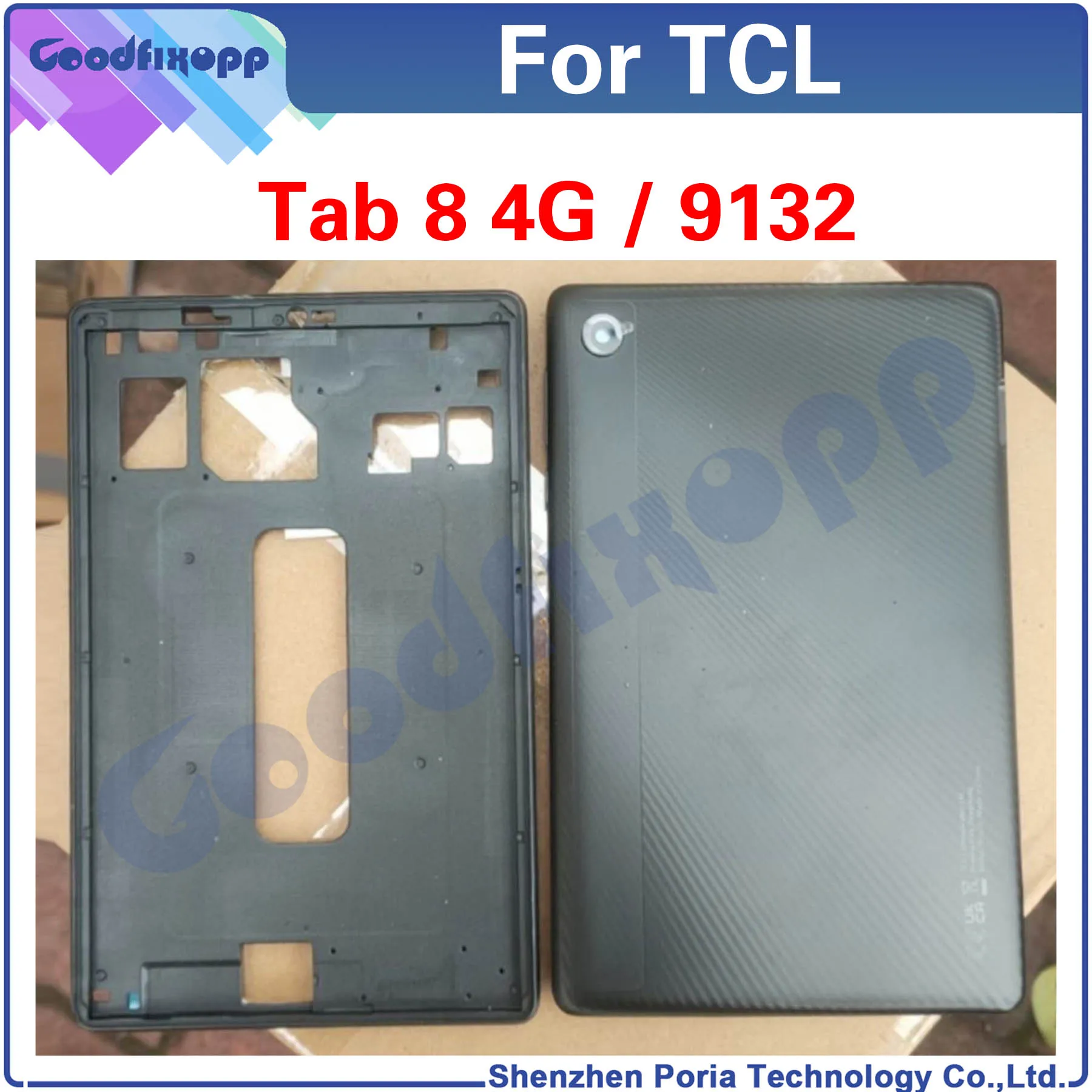 Piezas de repuesto para TCL Tab 8 4G 9132, marco delantero, batería, cubierta trasera, tapa de la caja trasera