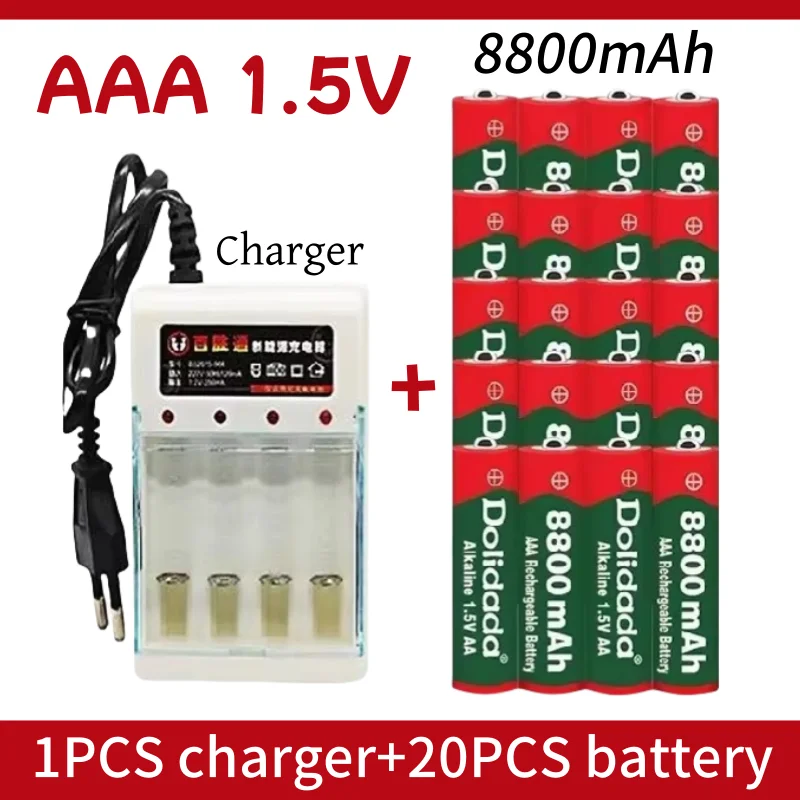 

Rechargeable Battery Original AAA 1.5 V 8800 Mah Rechargeable New Alcalinas Drummey +1pcs 4-cell Battery Charger