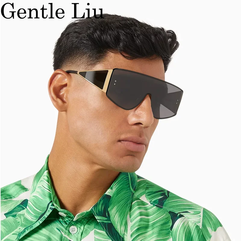 

Oversized Square Rimless Sunglasses Women Men Big Frame 2024 Luxury Brand Shield Rectangle Sun Glasse Punk One-Piece Eyewear