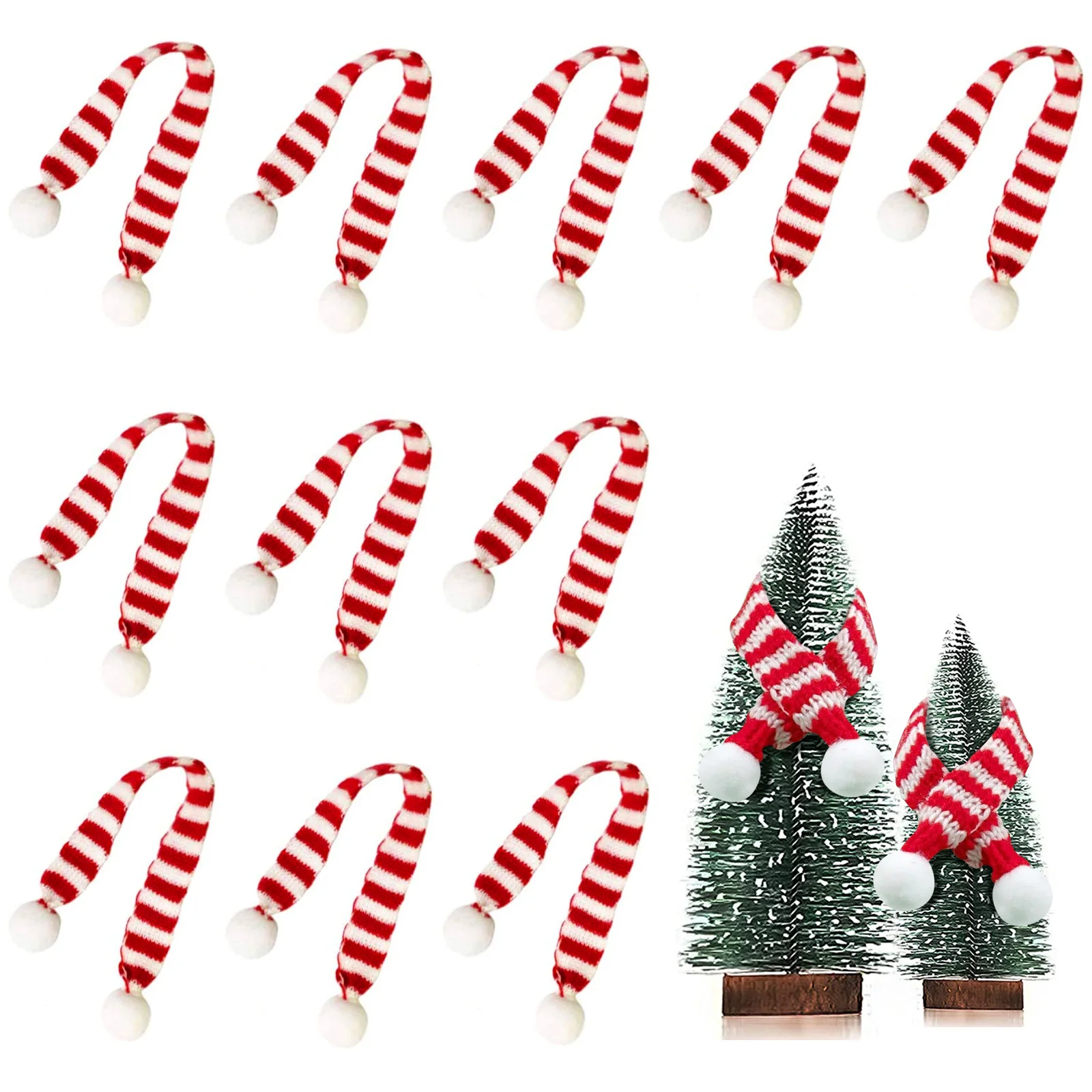 

12 Pcs Mini Christmas Scarf Wreath Bottle for Decorate Xmas Party Ornament Miss