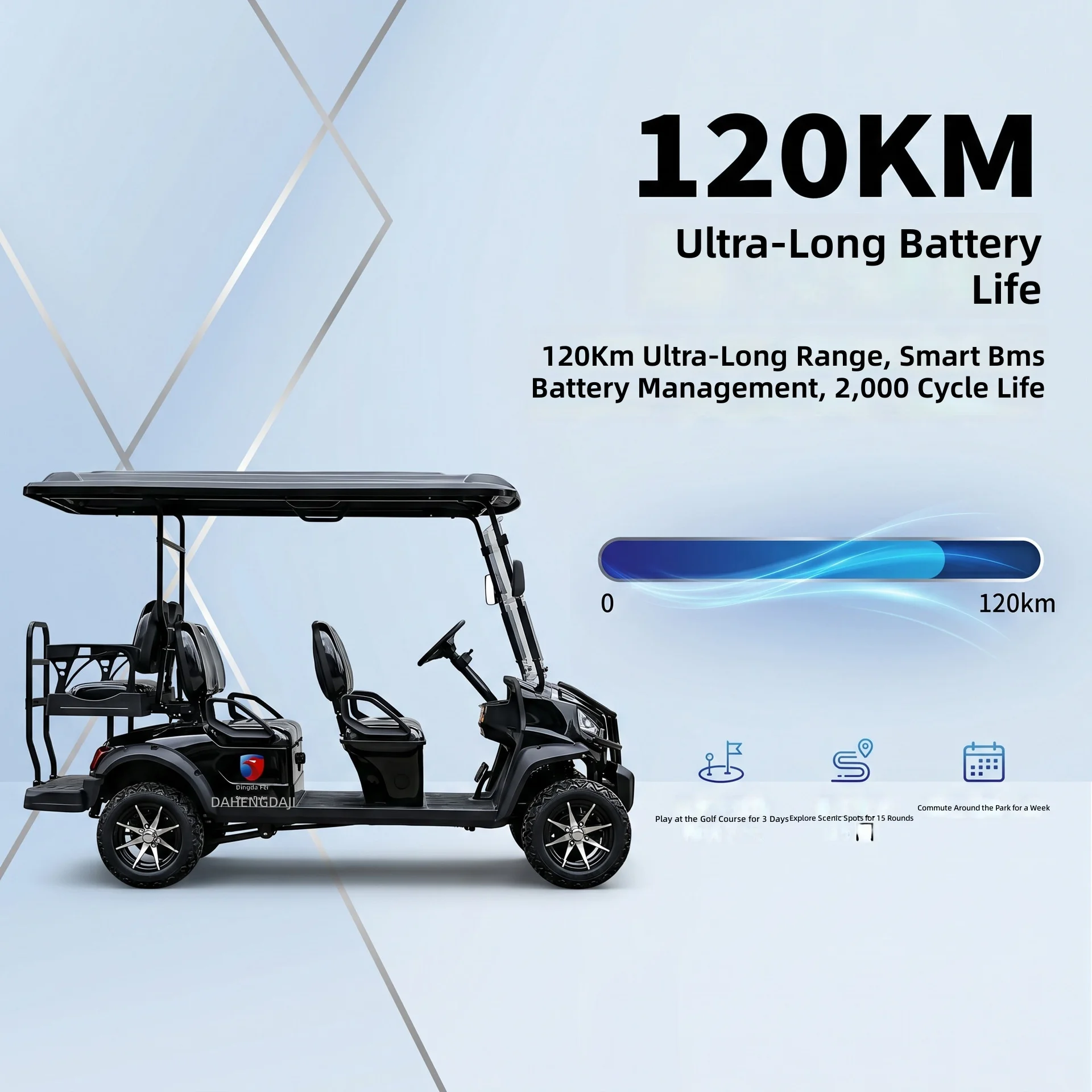 Electric Sightseeing Car, Park Patrol Touring Vehicle, Off-Road Shuttle, Electric Golf Cart, 4-Seater Utility Vehicle