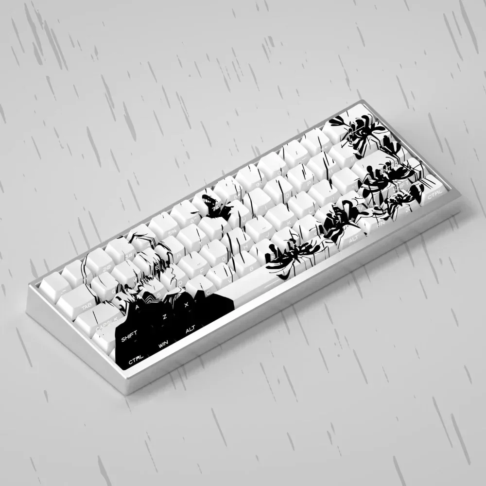 GEFENSI 140 Key Tokyo Side Engraved Light Transmission Key Cap PBT Cherry Profile For Cherry MX 61 68 104 Mechanical Keyboard