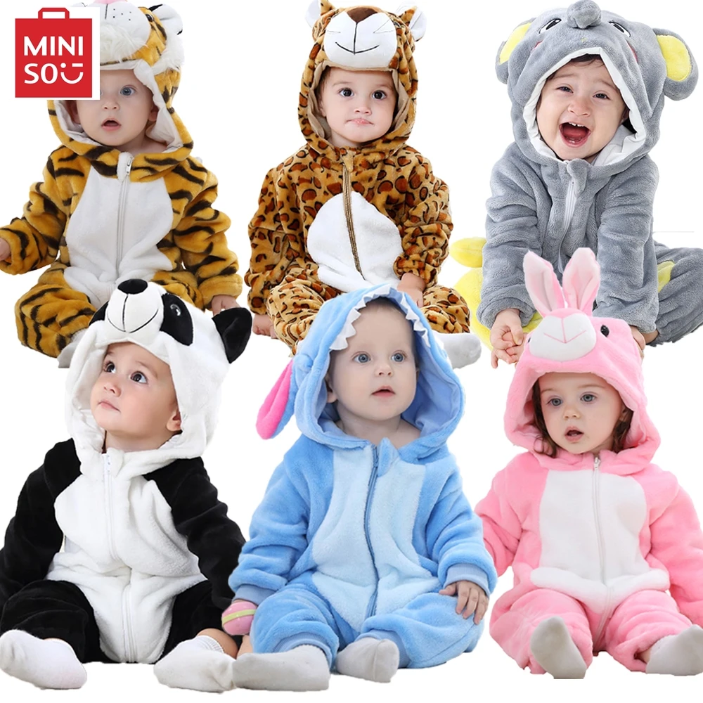 Baby Animal Pajamas Newborn Onesies Boys Girls Stitch Jumpsuits Children Panda Tiger Leopard Sleepwear Kids Flannel  Kigurumi