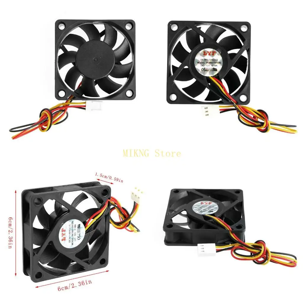 Sleeve Bearing High Speed Cooling Fan 60x60x15mm 12V 3Pin 0.18A Chassis Radiator best sale